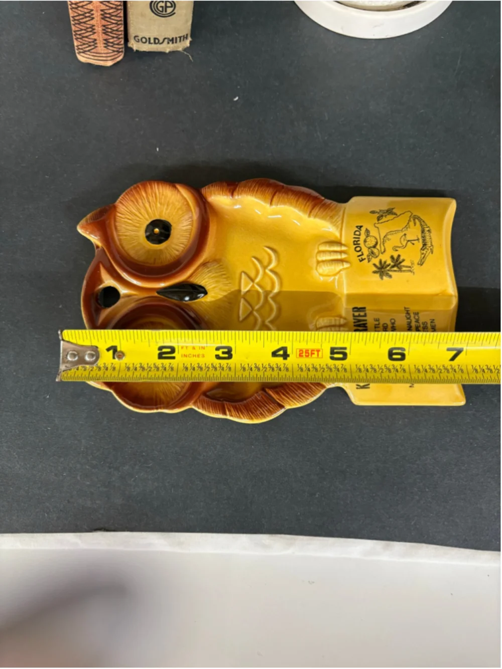 Vintage Ceramic Owl Kitchen Prayer Wall Plaque Florida Decor One Size Yellow 70s